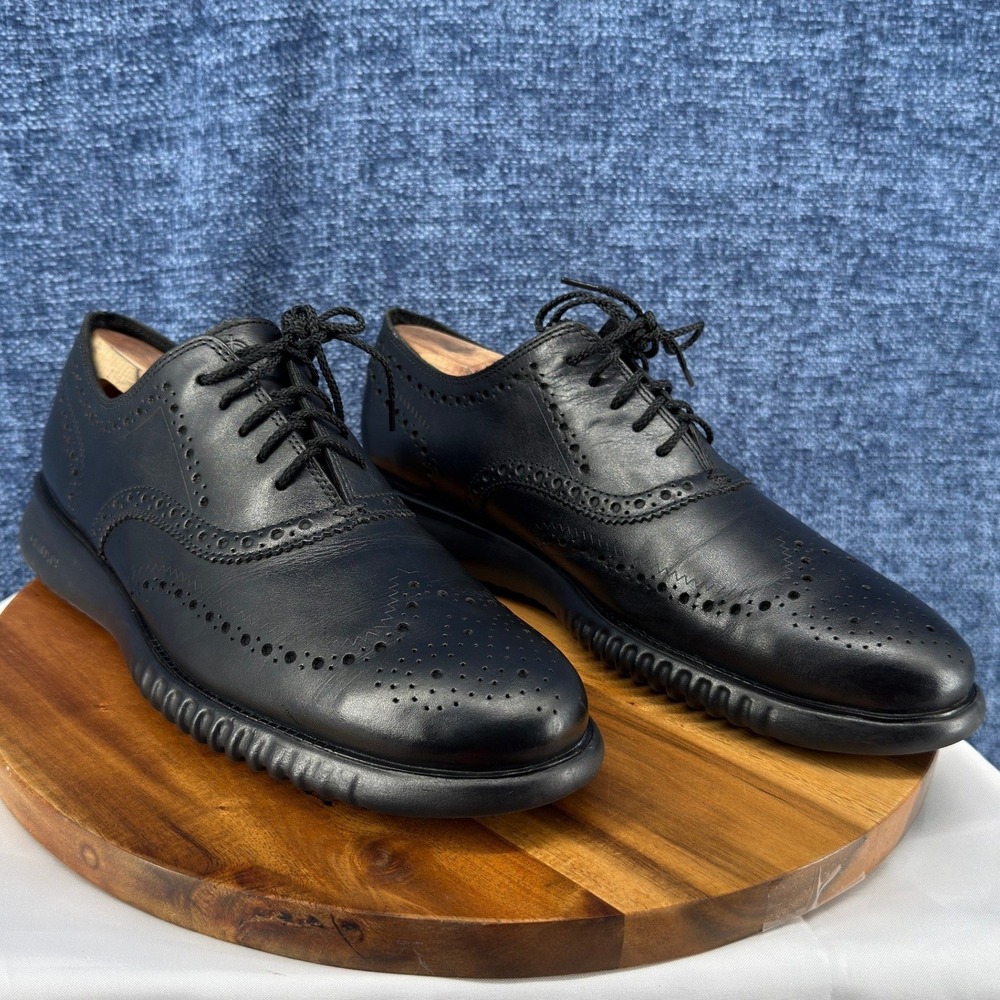 Cole Haan Oxford Mens 11.5 Black Leather Regular Wingtip Brogue C31533